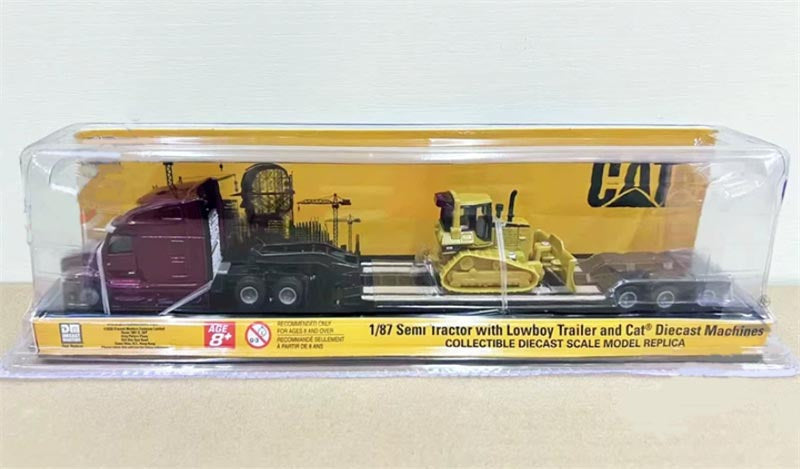 1:87 Cat  Bulldozer w/ Lowboy Trailer Caterpillar Set  Diecast Model