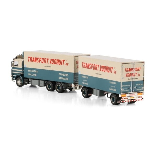 1:50 SCANIA Transport Vooruit 3 Series 6X2 REEFER DRAWBAR TURNTABLE TRAILER 5 AXLE WSI Diecast Model