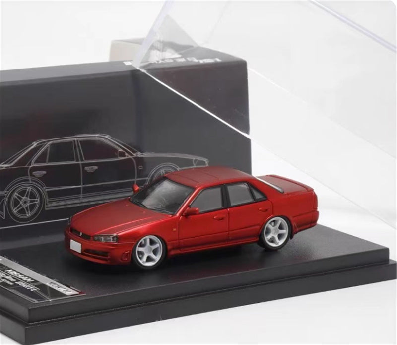 Mortal Nissan GTR ER34 25GT SKYLINE URAS Modified Edition Red Silver Wheel Small Tail Wing Edition Limited Edition 1:64 Car Pre-built Model view1