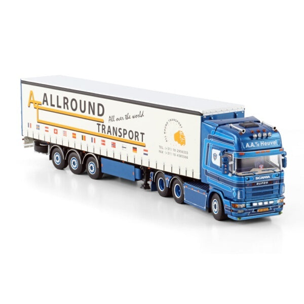 1:50 SCANIA A.A. VD HEUVEL 4 series 6X2 CURTAINSIDE TRAILER 3 AXLE WSI   Diecast Model