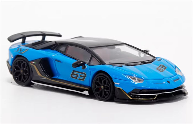 Max well Lamborghini Aventador SVj 63 # Pearl blue hardtop 1:64 Car Pre-built Airliner Model Display view5