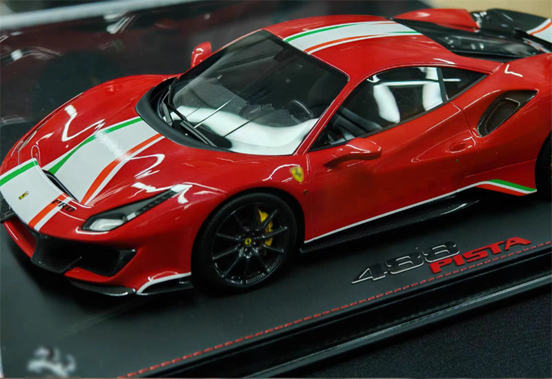 BBR MODELS Ferrari 488 pista Rosso Corsa 322 met Leather base Limited Edition 18PCS ONLY 1:18 Car Pre-built Model view5