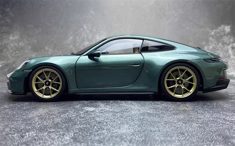 NOREV 2021 Porsche 911 GT3 Malachite green gold wheel No tail version 1:18 Car Pre-built Model view6