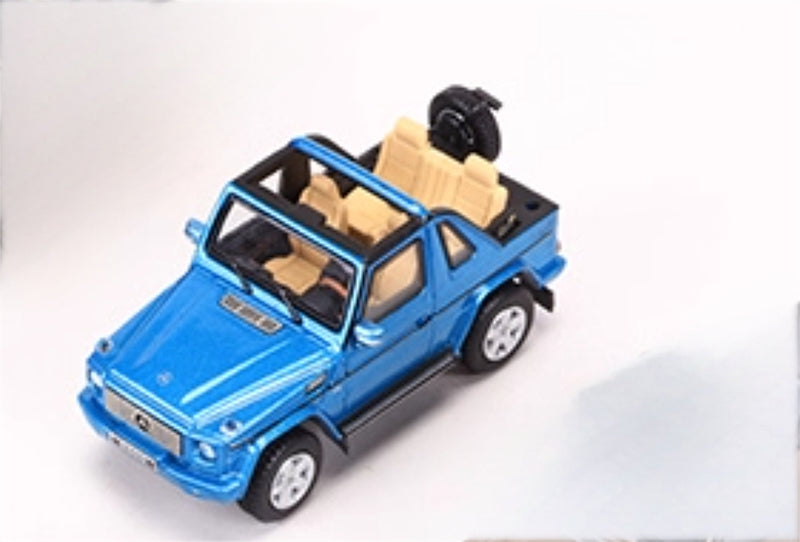 GCD Mercedes benz G500 two-door short-wheelbase convertible off-road with roof comes with 4 tires blue LHD 1:64 Car Pre-built Model view6