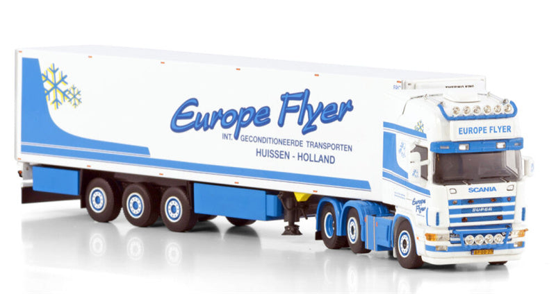 WSI  SCANIA R4 TOPLINE 6X2 TWINSTEER REEFER TRAILER - 3 AXLE Europe Flyer 1:50 Truck Pre-built Model