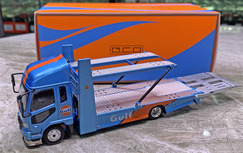 GCD Mitsubishi Fuso Fighter Double deck tow trucks right hand drive Gulf Painting 1:64 Truck Pre-built Model view8