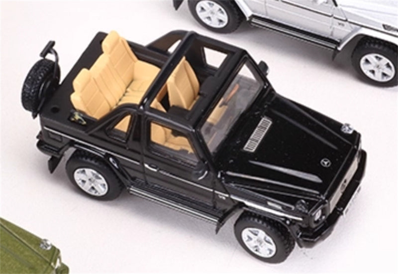 GCD Mercedes benz G500 two-door short-wheelbase convertible off-road with roof comes with 4 tires black LHD 1:64 Car Pre-built Model view6