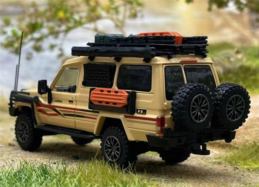 Autobots Models Toyota Land Cruiser LC78 J70 Off road modified version of personnel carrier Light yellow embossed version 1:64 Truck Pre-built Model view2