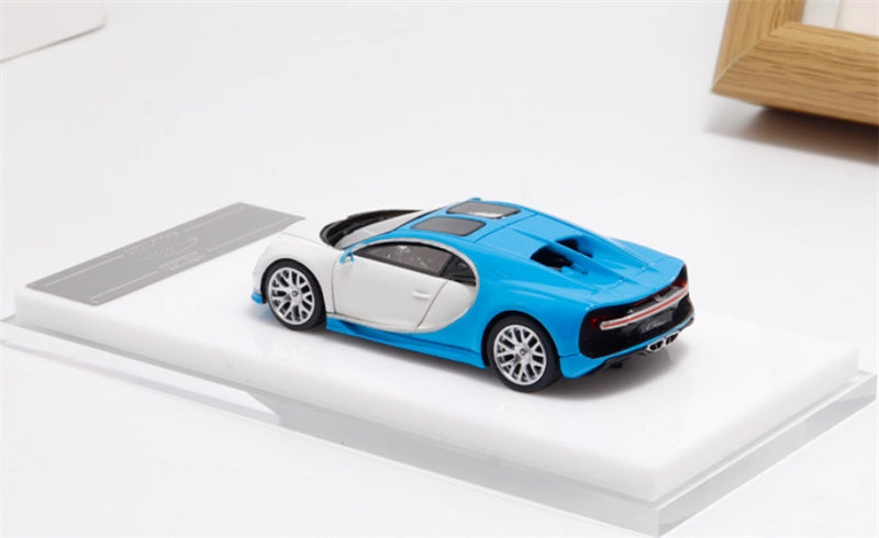 ScaleMini Bugatti Chiron Supercar blue-white Limited Edition 1:64 Car Pre-built Model view2