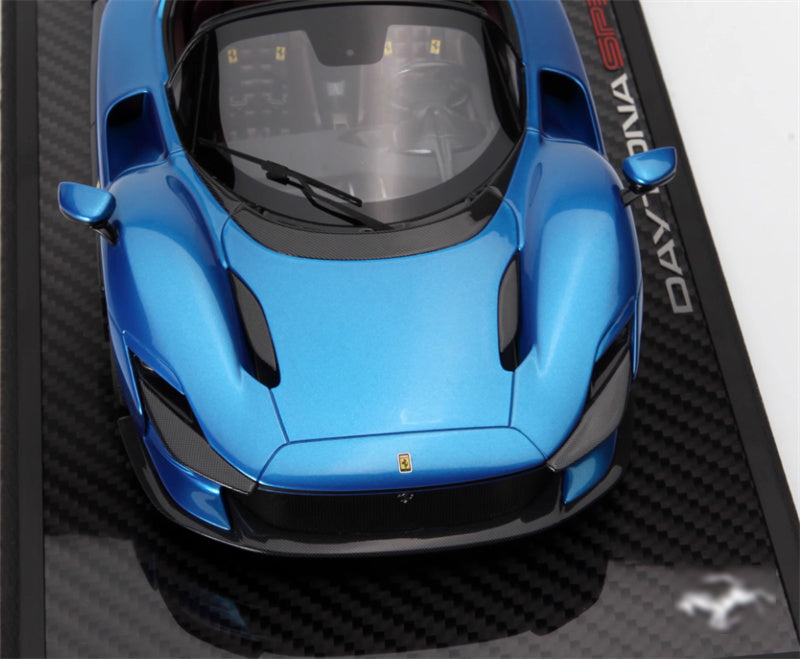 BBR MODELS Ferrari Daytona SP3 Convertible Blue Carbon fiber base Brown Seat Limited Edition 1:18 Car Pre-built Model view2