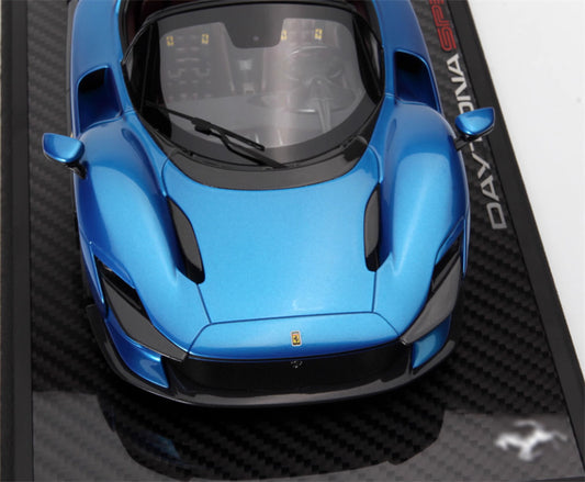 BBR MODELS Ferrari Daytona SP3 Convertible Blue Carbon fiber base Brown Seat Limited Edition 1:18 Car Pre-built Model view2