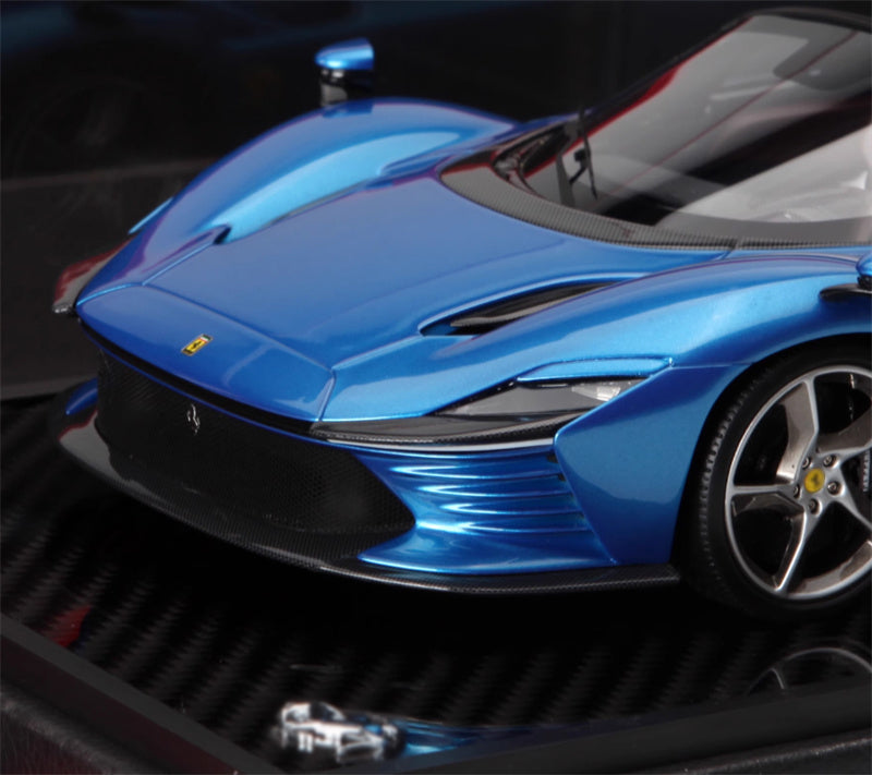 BBR MODELS Ferrari Daytona SP3 Convertible Blue Carbon fiber base Brown Seat Limited Edition 1:18 Car Pre-built Model view4