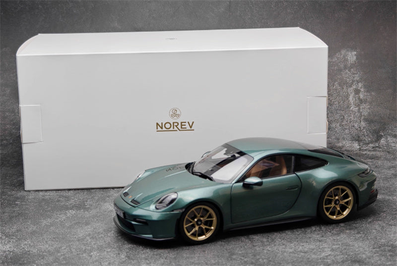 NOREV 2021 Porsche 911 GT3 Malachite green gold wheel No tail version 1:18 Car Pre-built Model view11