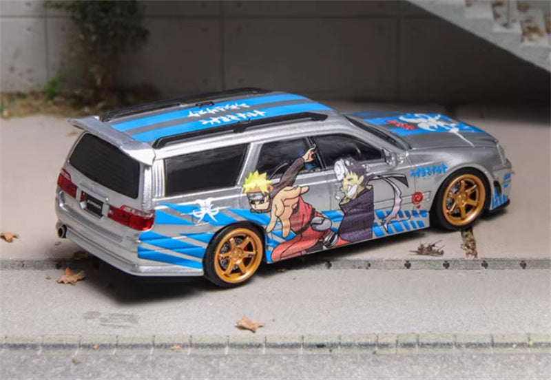 ZOOM Nissan R34 Stagea WC34 260RS cart Blue Silver 1:64 Car Pre-built Model view4