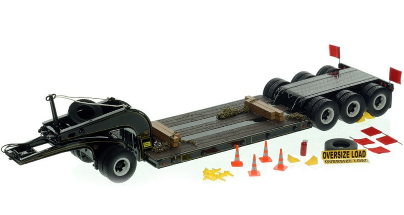 1:50 Talbert  1960s 60-Ton Cableneck Lowbed w/ Single-Axle Dolly Heavy Haul Replicas  Black Diecast Model