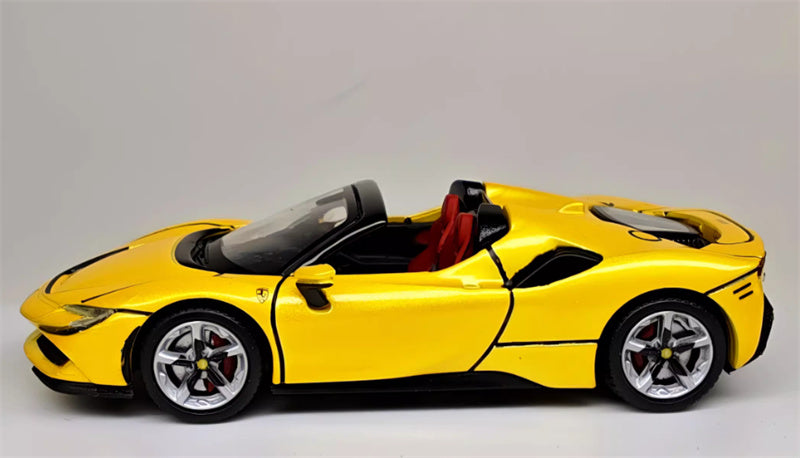 Solo Model Ferrari SF90 supercar Golden convertible limited edition 1:64 Car Pre-built Airliner Model Display view3
