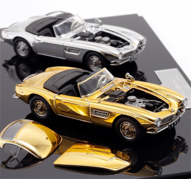 GFCC BMW 507 Roadster Retro Car 1957 Convertible Gold and silver Dual car set 1:64 car Pre-built Model view5