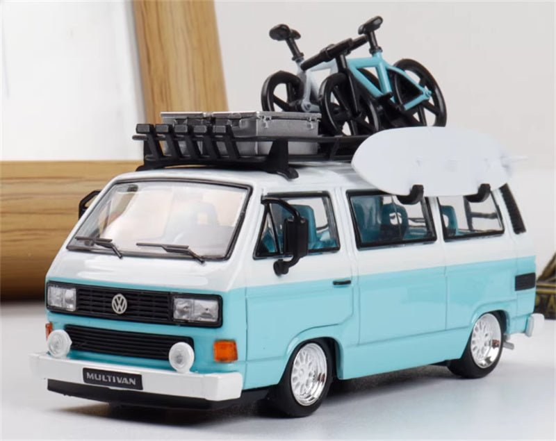 Mortal Model Volkswagen T3 Van BBS T Blue White Double Splicing 1:64 Car Pre-built Airliner Model Display view1