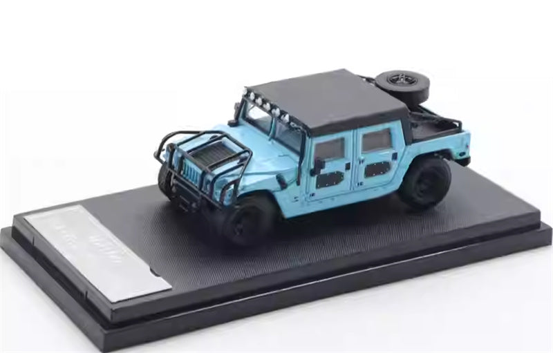 MASTER Hummer H1 off-road vehicle Soft top version Baby Blue 1:64 Truck Pre-built Airliner Model Display view1