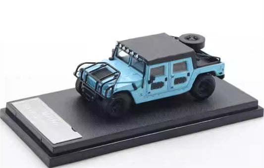 MASTER Hummer H1 off-road vehicle Soft top version Baby Blue 1:64 Truck Pre-built Airliner Model Display view1