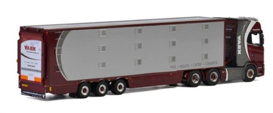 WSI SCANIA S HIGHLINE CS20H 6X2 TAG AXLE LIVE STOCK TRAILER - 3 AXLE VAEX 1:50 Truck Pre-built Model