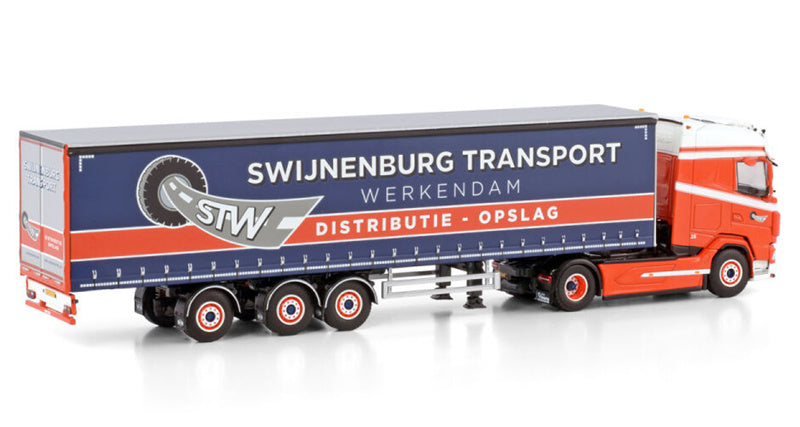 WSI DAF XG 4X2 TRIDEC CURTAINSIDE TRAILER - 3 AXLE Swijnenburg Transport Werkendam 1:50 Truck Pre-built Model