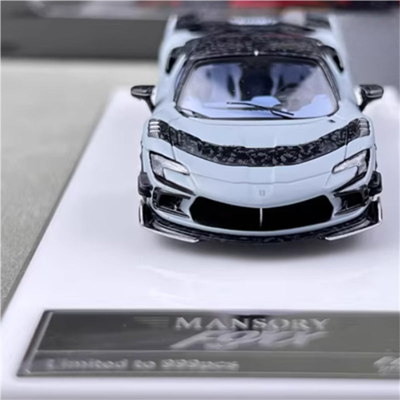 HKM Premium Mansory modified version Ferrari SF90 F9XX supercar grey convertible Limited Edition 1:64 Car Pre-built Airliner Model Display view7