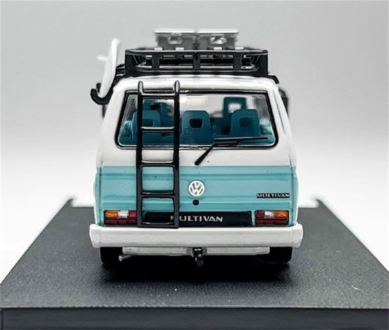 Mortal VW T3 Magway van BBS light Blue + White Double Splicing with accessories 1:64 Car Pre-built Model view7