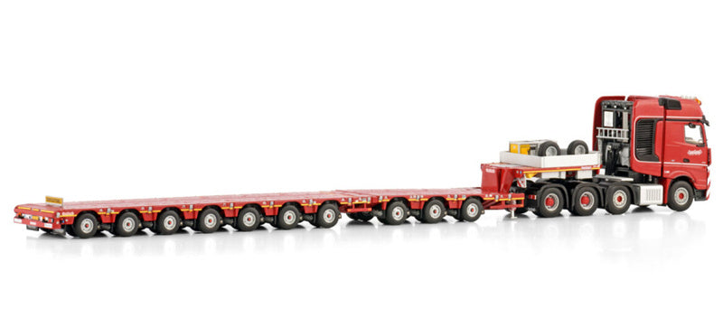 WSI  ACTROS MP5 SLT GIGA SPACE 8X4 MANOOVR - 3+7 AXLE Nooteboom Red Line 1:50 Truck Pre-built Model