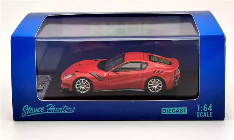 Stance Hunters Ferrari F12 TDF Supercar Limited Edition 799PCS ONLY Red - Silver Wheel 1:64 Car Pre-built Model view9