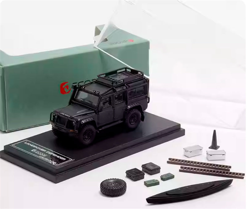 Master & Decode Land Rover Defender 110 4X4 modified matte black 1:64 Car Pre-built Airliner Model Display view4