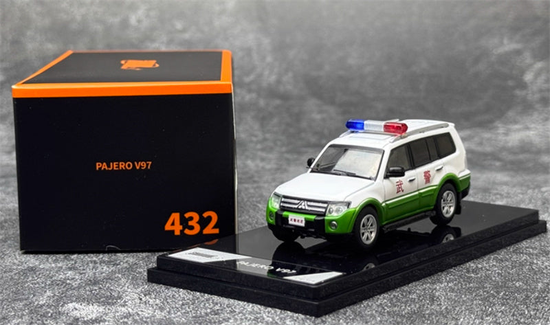 Shadow pro Mitsubishi Pajero V97 Armed Police Patrol Vehicle white-green left hand drive 1:64 Car Pre-built Model view8