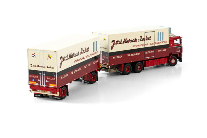 WSI VOLVO F12 6X2 TAG AXLE RIGED REFRIGERATED COMBI - 5 AXLE  VAN DER KWAAK 1:50 Truck Pre-built Model