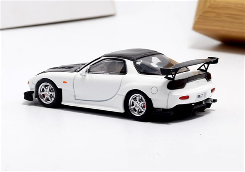 mymodelcollect Mazda RX-7 FD3S White carbon Hood 1:64 Car Pre-built Model view2