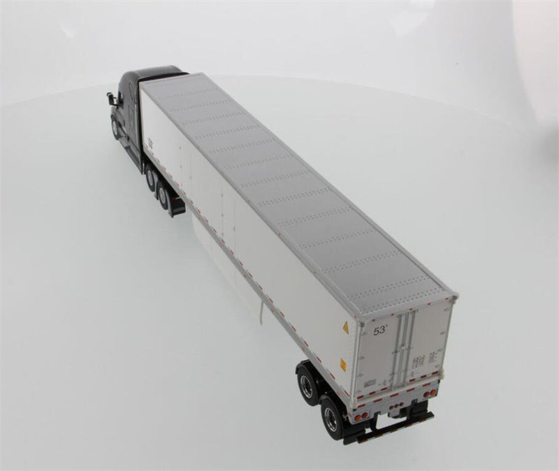 CATERPILLAR  Freightliner New Cascadia with 53′ Dry Cargo Van – Grey tractor + White trailer 1:50 Truck Pre-built Model