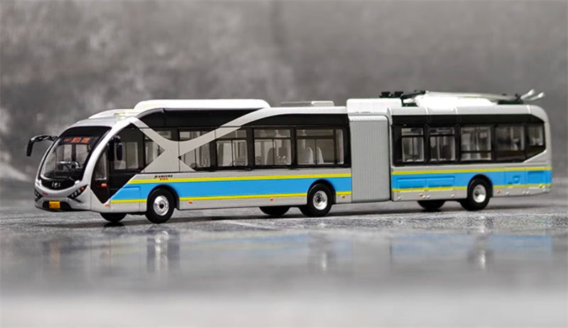 CREATIVE CULTURE BJD-WG180N Beijing Bus BTR3 Youth articulated trolley bus Blue Silver 1:110 Bus Pre-built Model view1