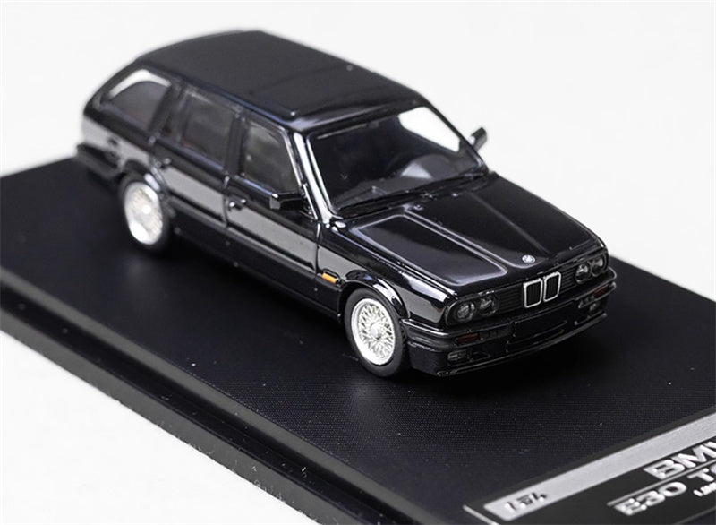 Mortal BMW E30 3 Series Touring regular version Openable Hood Pearl black - Silver Wheel Limited Edition 799PCS ONLY 1:64 Car Pre-built Model view5