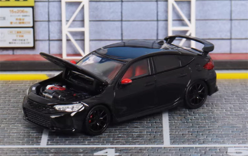 MOTORHELIX Honda Civic Type R FL5 Black Christmas Livery 1:64 car Pre-built Model view4
