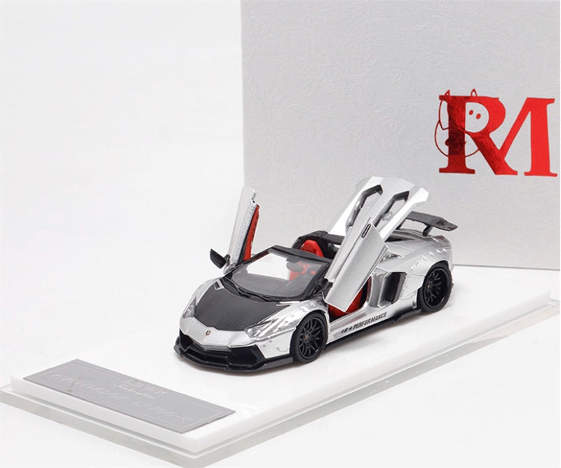 Rhino Model Lamborghini Aventador LP700-4 LBWK Convertible silver Limited Edition 499PCS ONLY 1:64 Car Pre-built Model view6