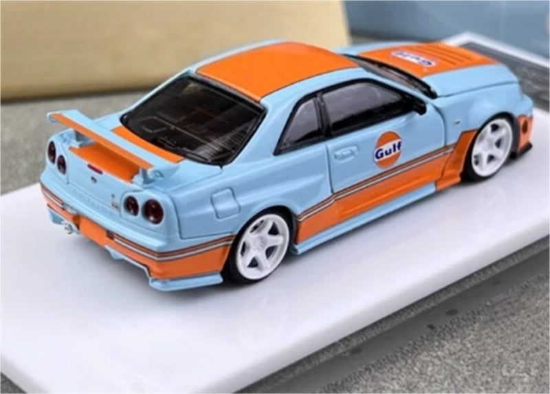 TimeMicro Nissan Skyline GT-R R34 Z-tune Gulf Livery Regular Version Limited Edition 999PCS ONLY 1:64 car Pre-built Model view6