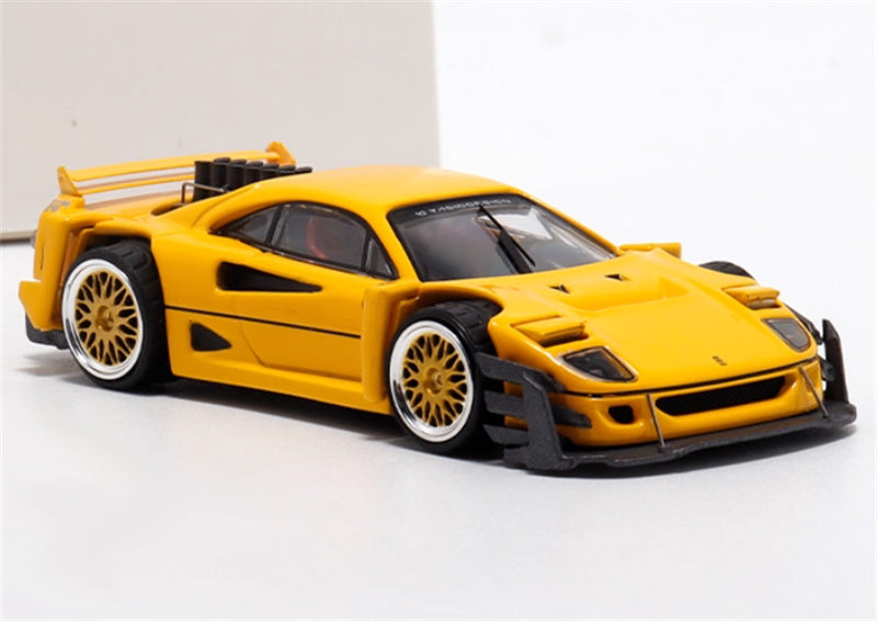 Autobots Models Ferrari F40 Yasid sports car Explosive redesign Yellow - Gold Wheel 1:64 Car Pre-built Model view5