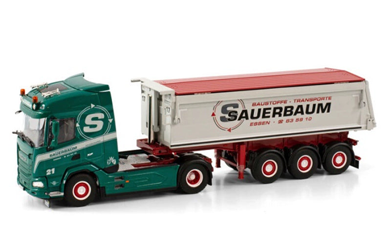 WSI DAF XF 4X2 TIPPER TRAILER-3 AXLE SAUERBAUM 1:50 Truck Pre-built Model