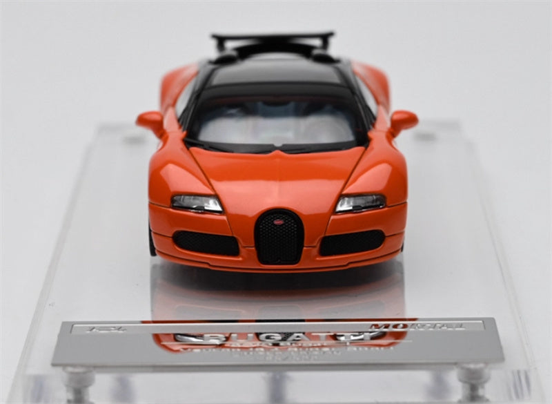 Mortal Bugatti Veyron Metal Orange Black Double Splicing 1:64 Car Pre-built Model view6