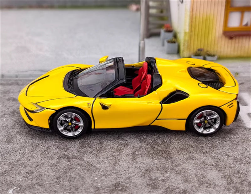 Solo Model Ferrari SF90 supercar Golden convertible limited edition 1:64 Car Pre-built Airliner Model Display view9