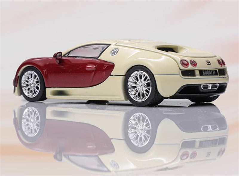 Mortal Bugatti Veyron Rice white & chestnut red double spelling Weihang 1:64 Car Pre-built Model view2
