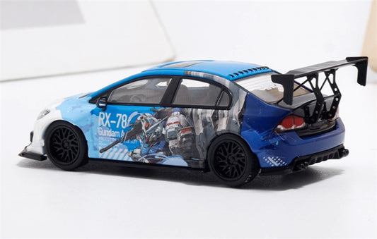 COOL.CAR Honda Civic FD2 explosive redesign mecha livery Blue regular version Limited Edition 500PCS ONLY 1:64 Car Pre-built Model view2