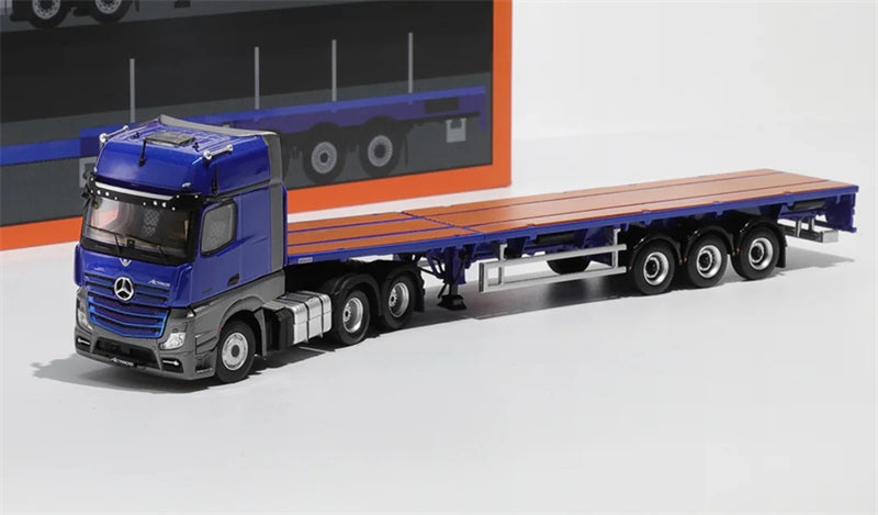 GCD Mercedes Benz Actros 3-Axle Gigaspace 6x2 Semi-trailer truck & scaleble Blue LHD 1:64 Truck Pre-built Model view7