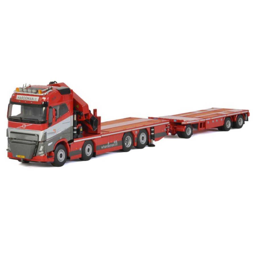 WSI  VOLVO FH5 GLOBETROTTER 8X2 TAG AXLE RIGED FLATBED + PALFINGER PK 65002 SH JIB HARDEMAN 1/50 DIECAST Truck