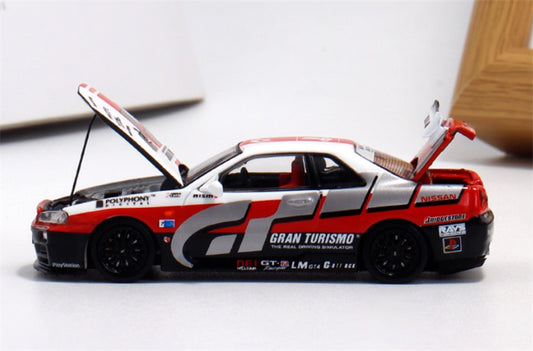 COOL ART Nissan Skyline GT-R R34 Racing w/ Figure Edition 1:64 Car Pre-built Model view2
