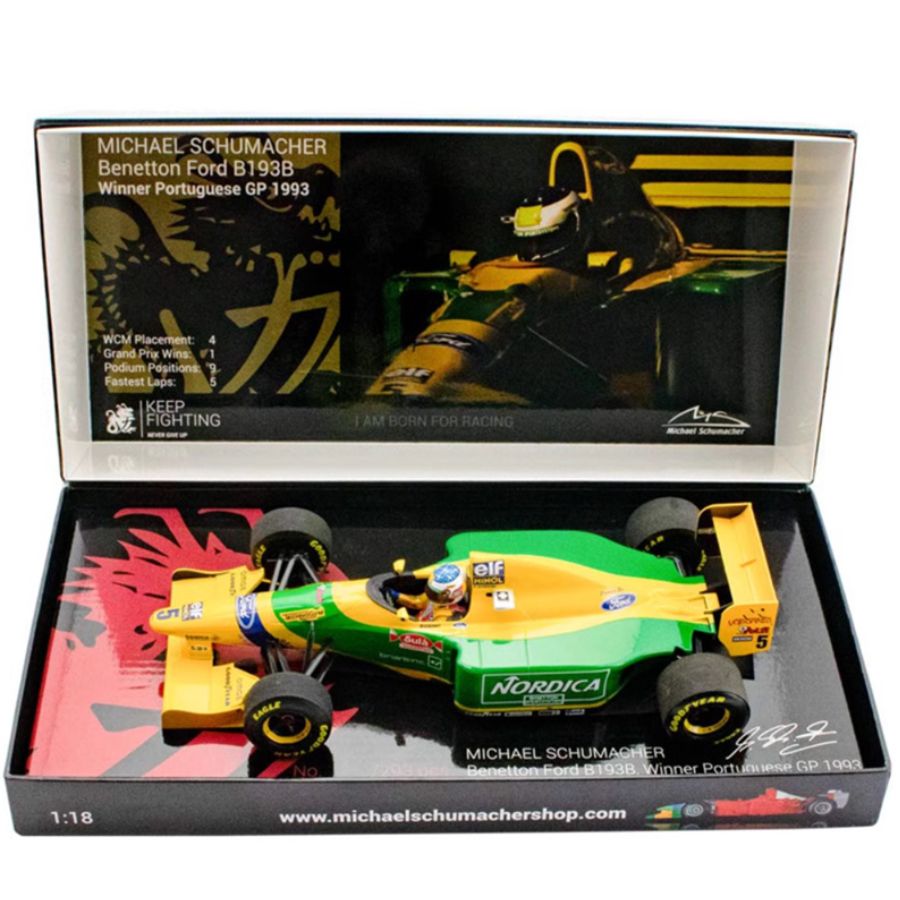 MINICHAMPS Benetton Ford B193B Winner Portuguese GP 1993 Schumacher #5 1:18 DIECAST Car